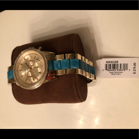 Michael Kors Gold watch with turquoise and diamond